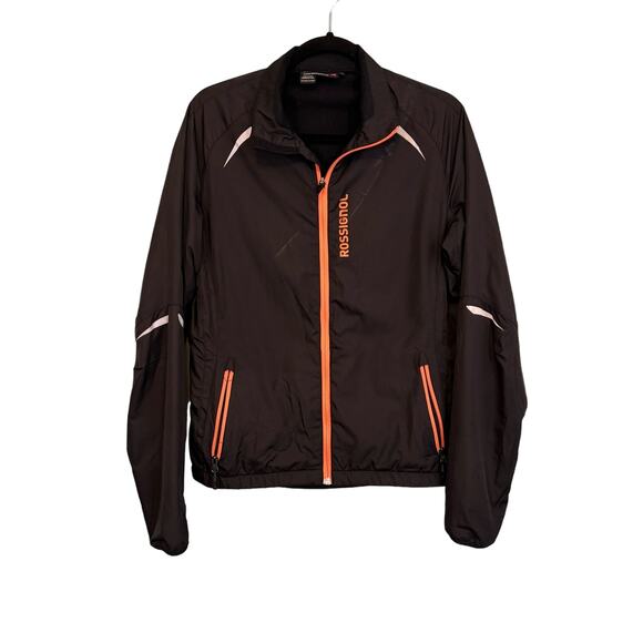 Rossignol Windbreaker Jacket Men M Black Full Zip Outdoor Hiking Utility Pocket - Picture 1 of 10